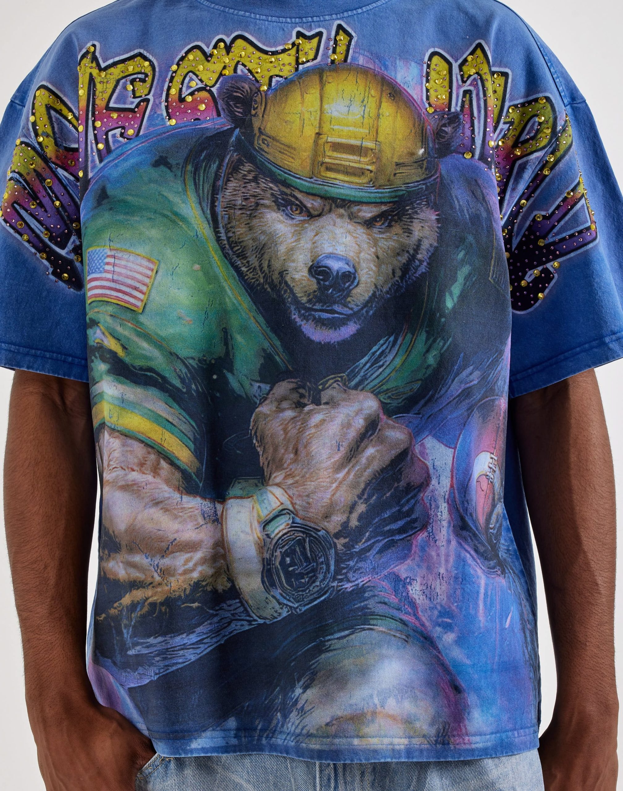 Majestik World Bear Rhinestone Tee - Image 3