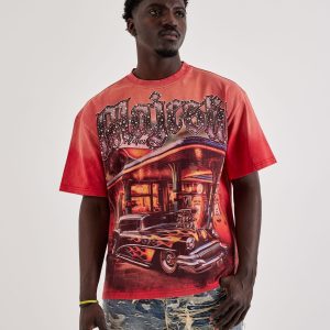 Majestik Old School Flame Rhinestone Tee