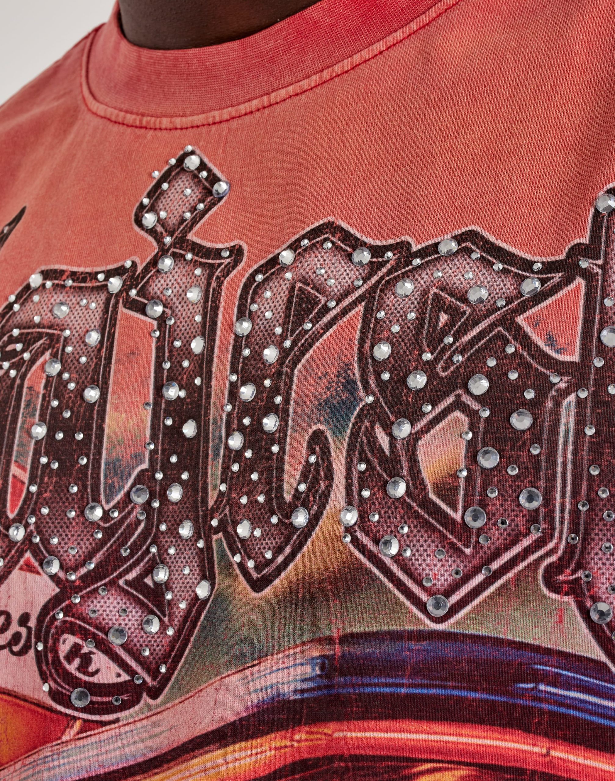 Majestik Old School Flame Rhinestone Tee - Image 4