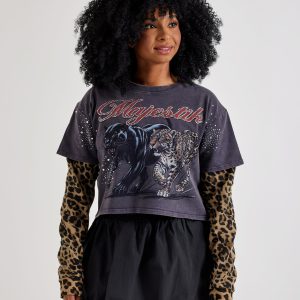 Majestik Leopard Twofer Long-Sleeve Tee