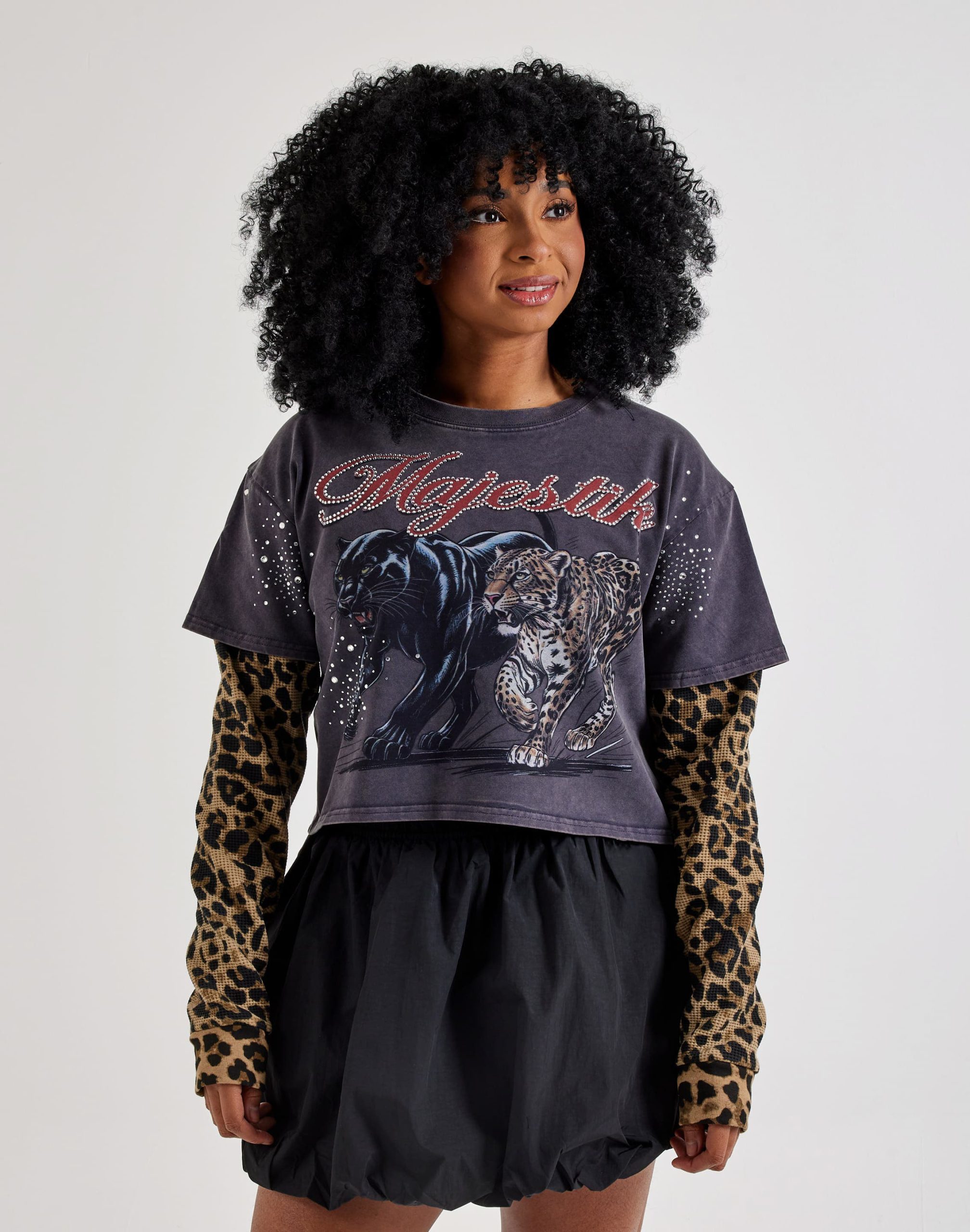 Majestik Leopard Twofer Long-Sleeve Tee