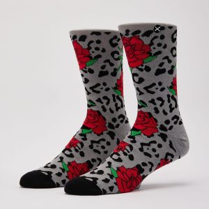Odd Sox Leopard Roses Crew Socks