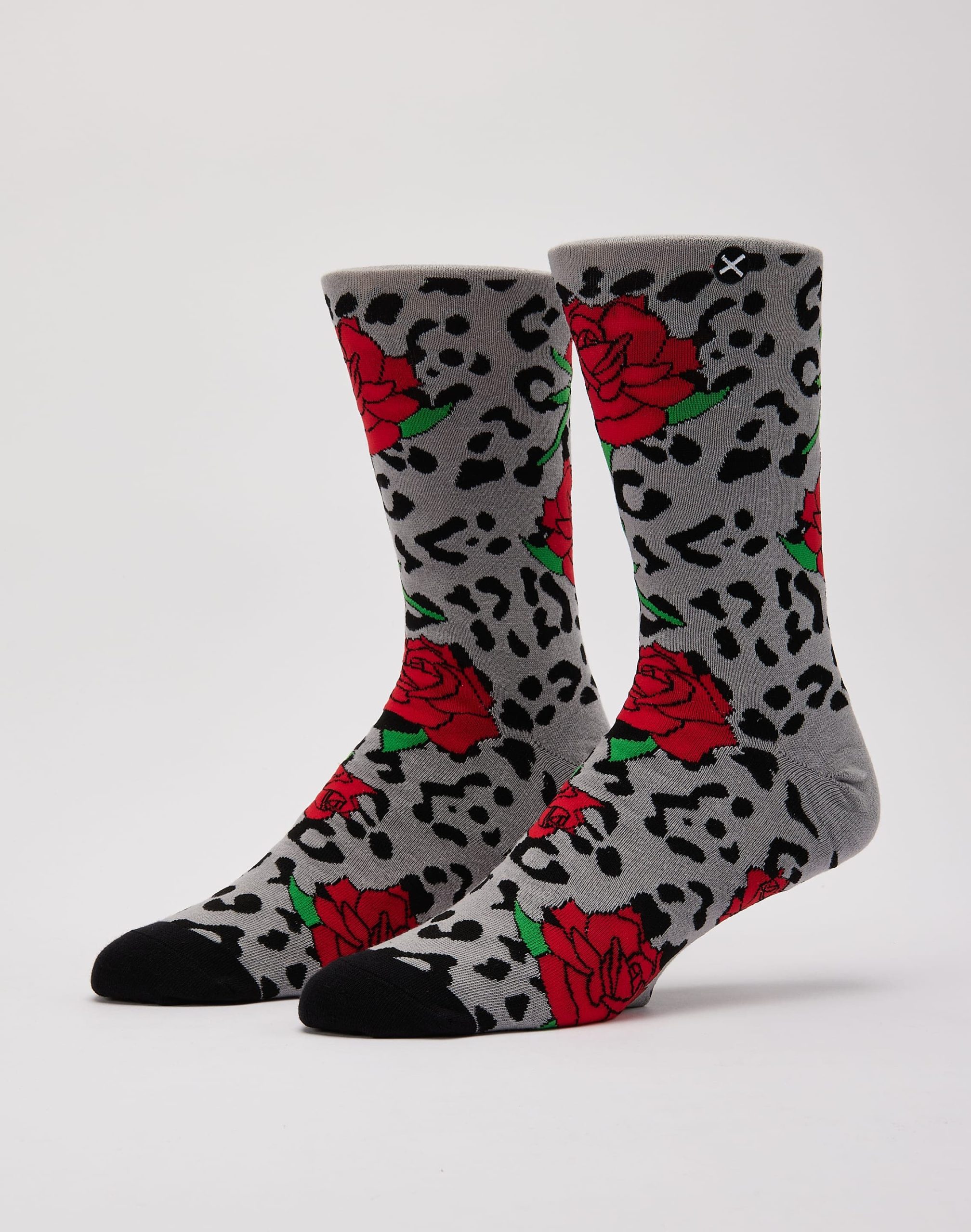 Odd Sox Leopard Roses Crew Socks