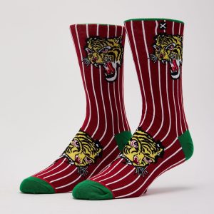 Odd Sox Pinstripe Tiger Crew Socks