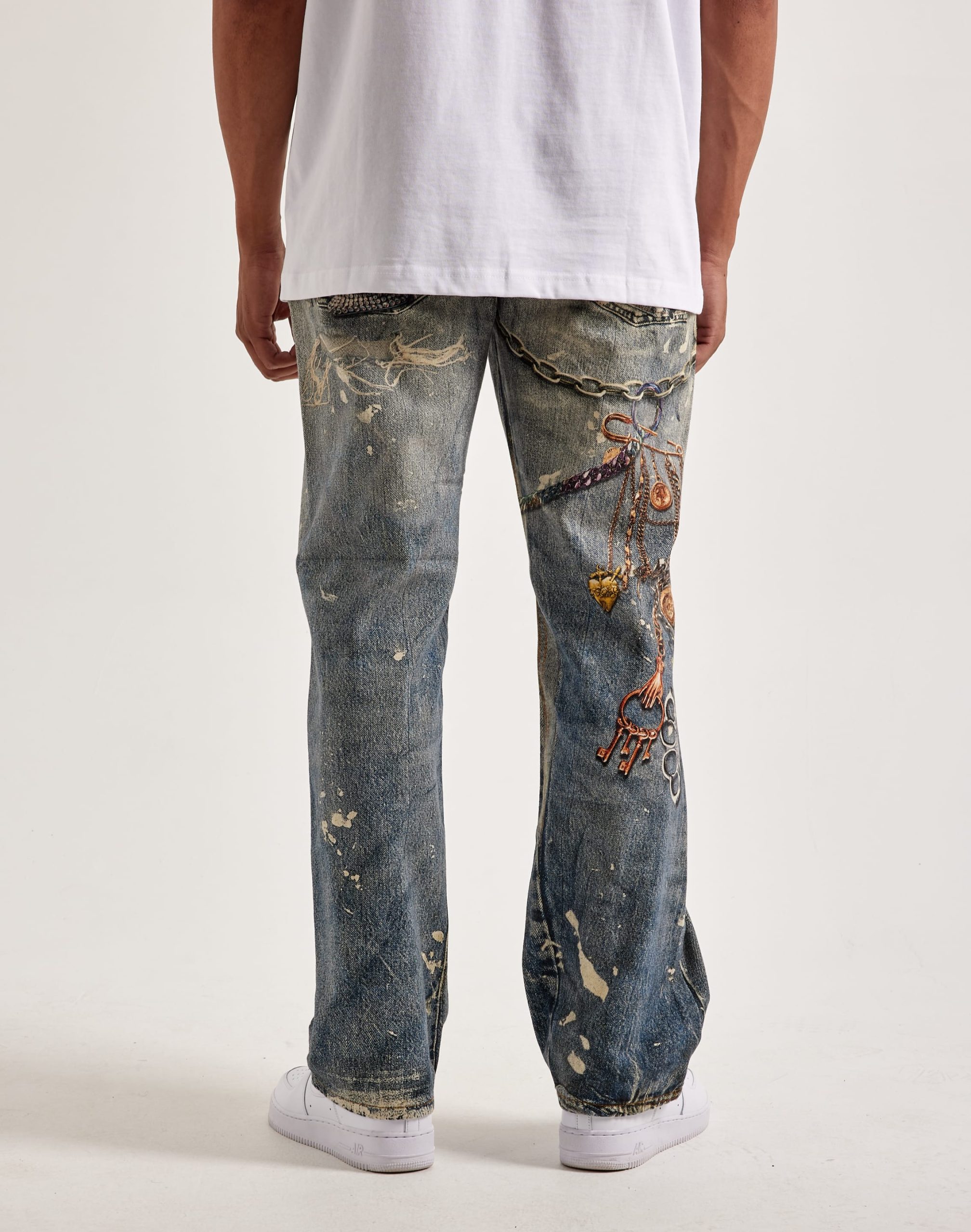 Preme Printed Chain Slim Distressed Denim Jeans - Image 4