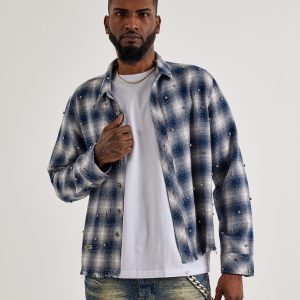 Preme Studded Plaid Woven Shirt