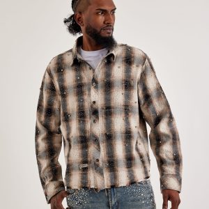 Preme Studded Plaid Woven Shirt
