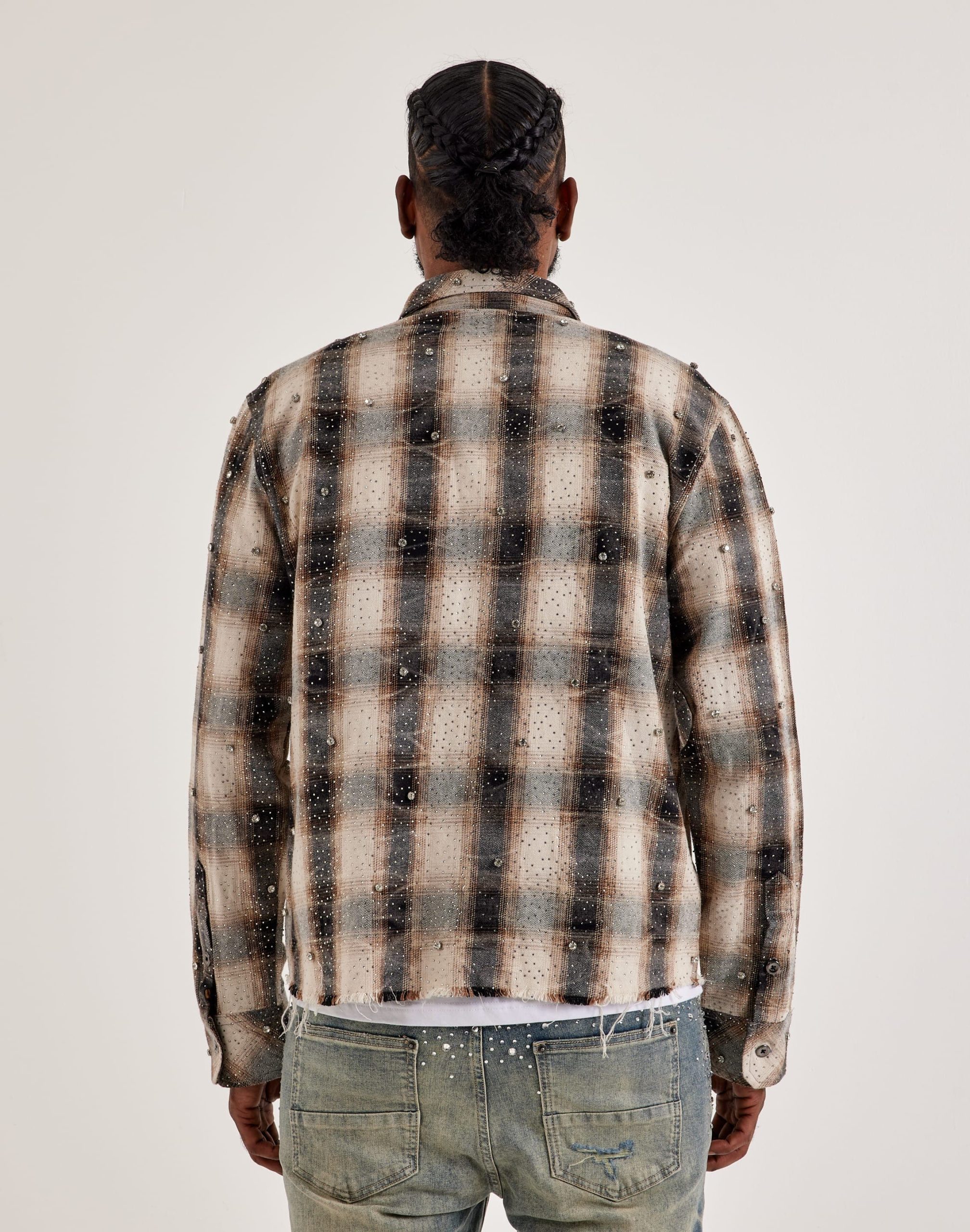 Preme Studded Plaid Woven Shirt - Image 2