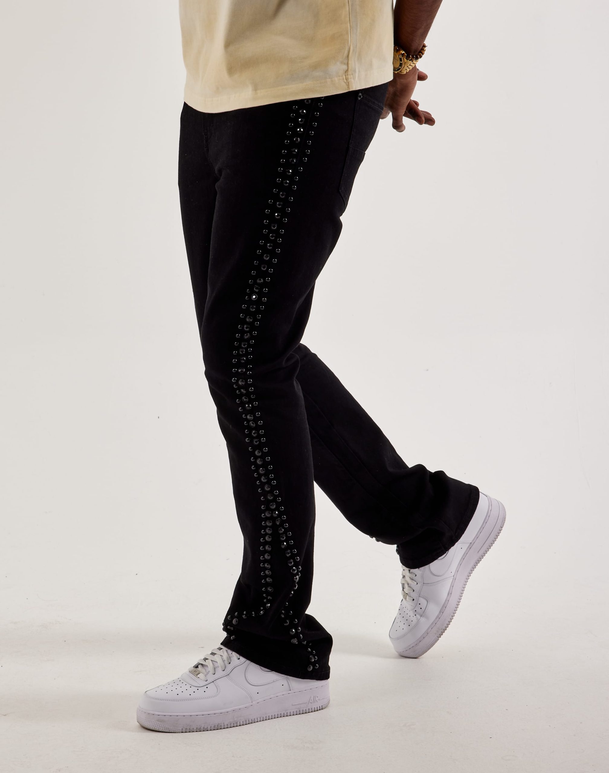 Preme Studded Stacked Denim Jeans - Image 3