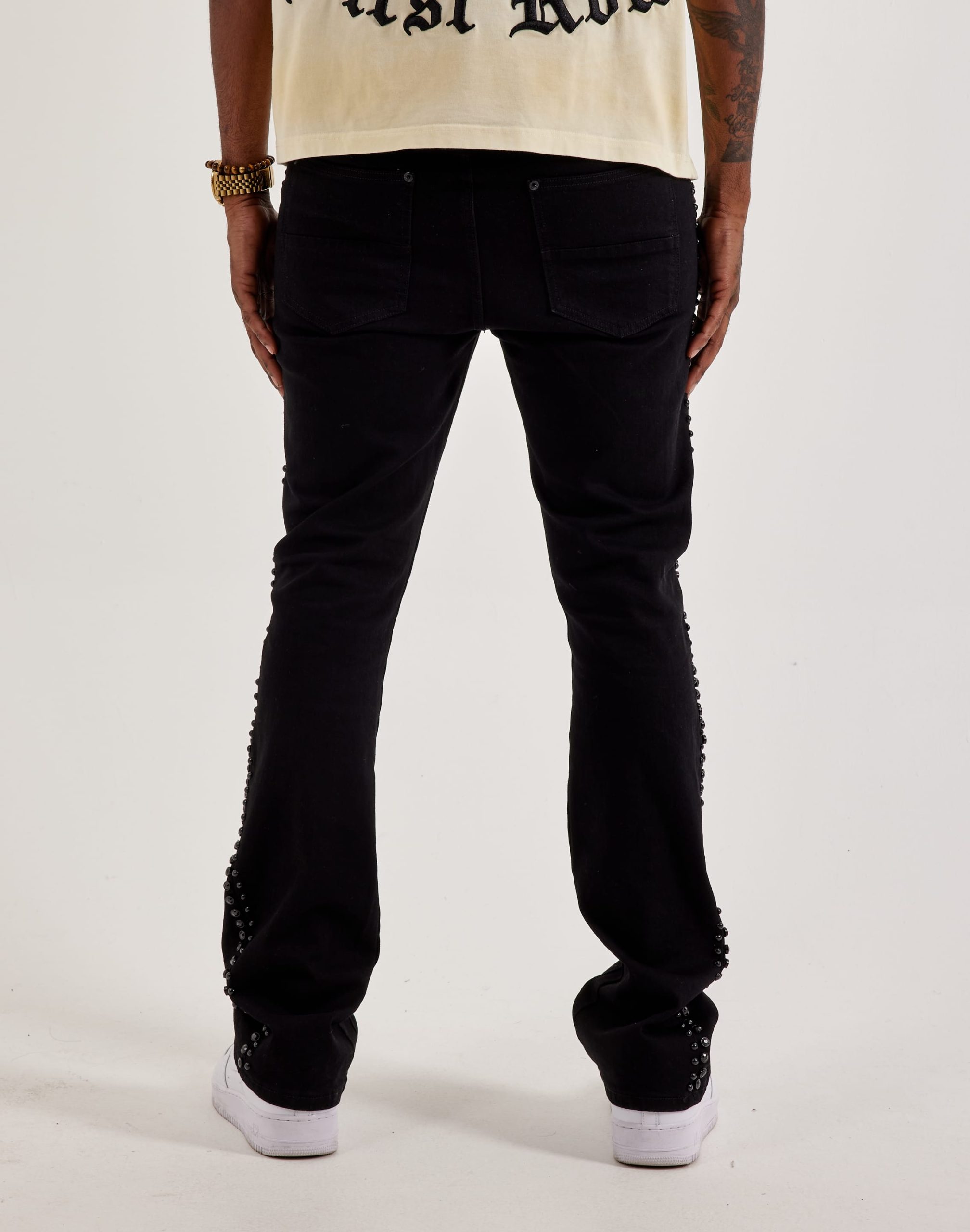 Preme Studded Stacked Denim Jeans - Image 2