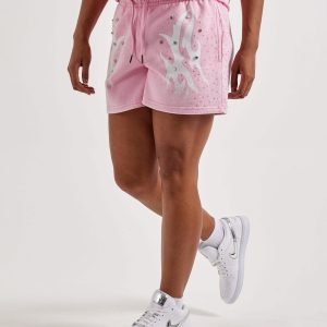 Red Fox Vintage Wash Fleece Rhinestone Shorts
