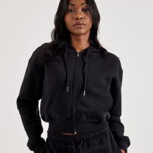 Red Fox Fleece Full-Zip Cropped Hoodie