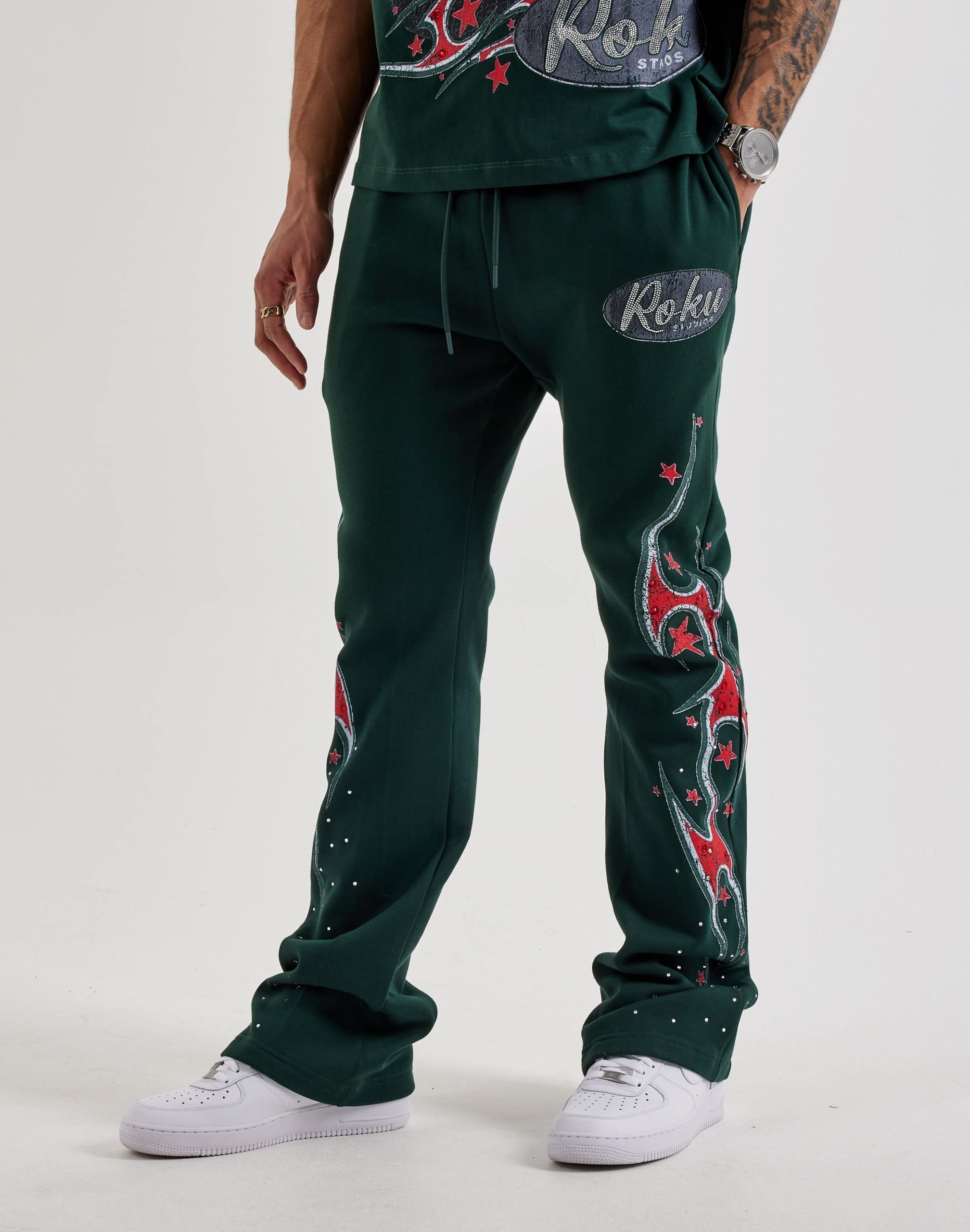 Roku Studio Flames Flared Fleece Pants - Image 2