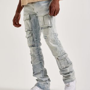Smoke Rise Utility Pocket Stacked Denim Jeans