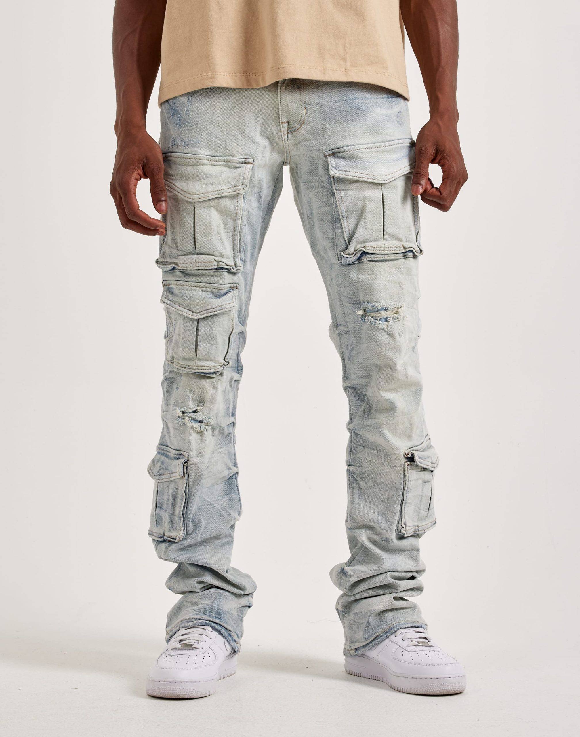 Smoke Rise Utility Pocket Stacked Denim Jeans - Image 2