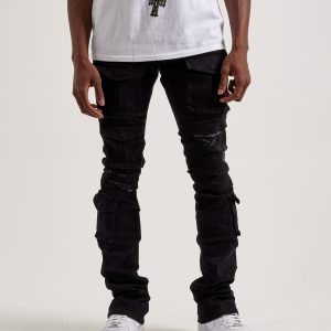 Smoke Rise Utility Pocket Stacked Flare Denim Jeans