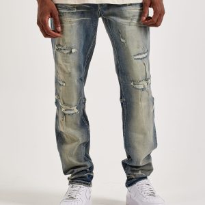 Smoke Rise Distressed Slim Denim Jeans