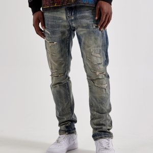 Smoke Rise Slim Distressed Denim Jeans