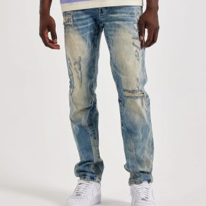 Smoke Rise Vintage Slim Knicking Distressed Denim Jeans
