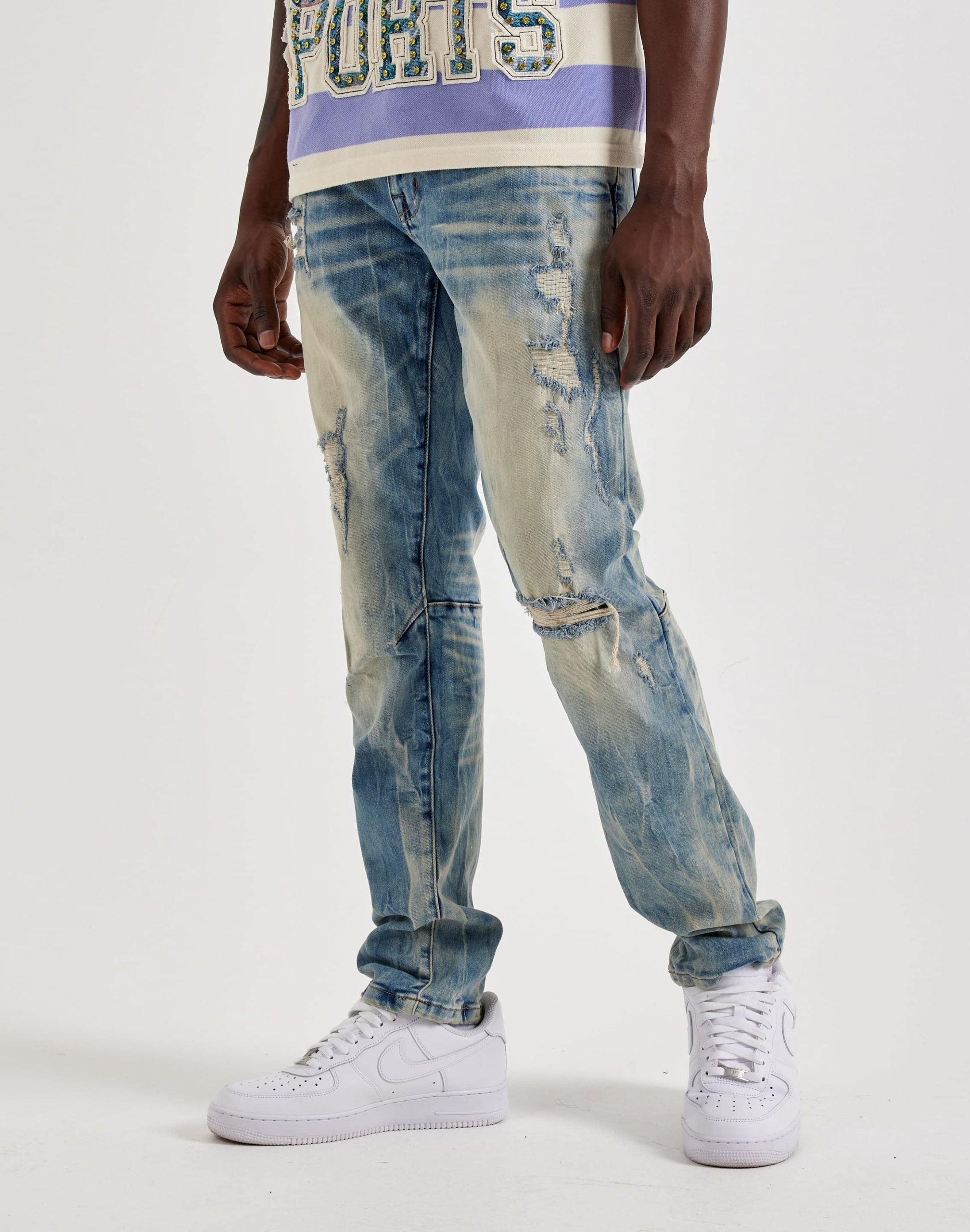 Smoke Rise Vintage Slim Knicking Distressed Denim Jeans - Image 2