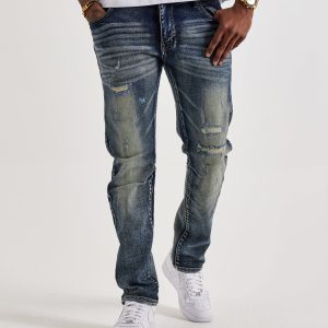 Smoke Rise Slim Distressed Denim Jeans