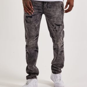 Smoke Rise  Distressed Knee Burst Slim Denim Jeans