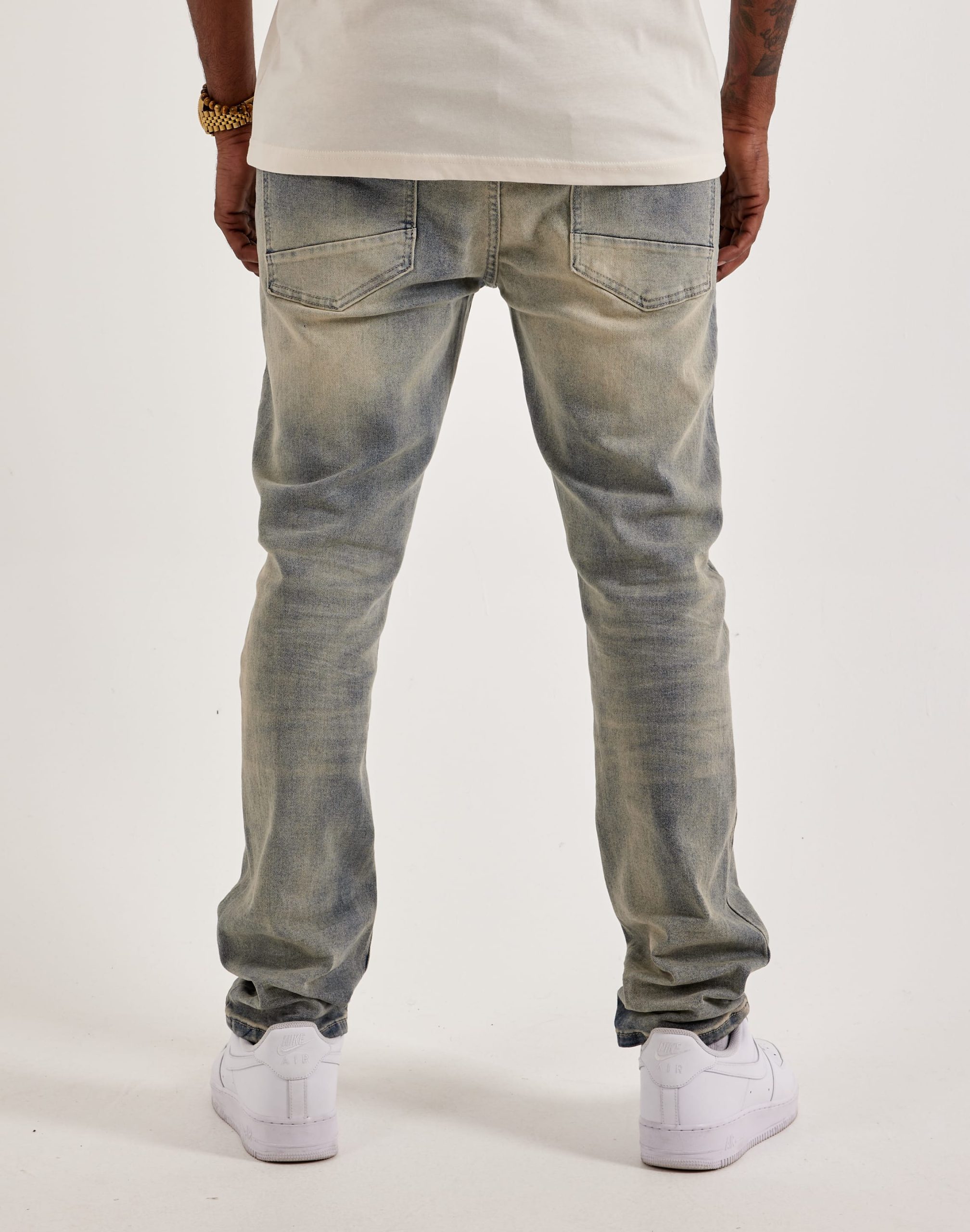 Smoke Rise Distressed Knee Burst Slim Denim Jeans - Image 4