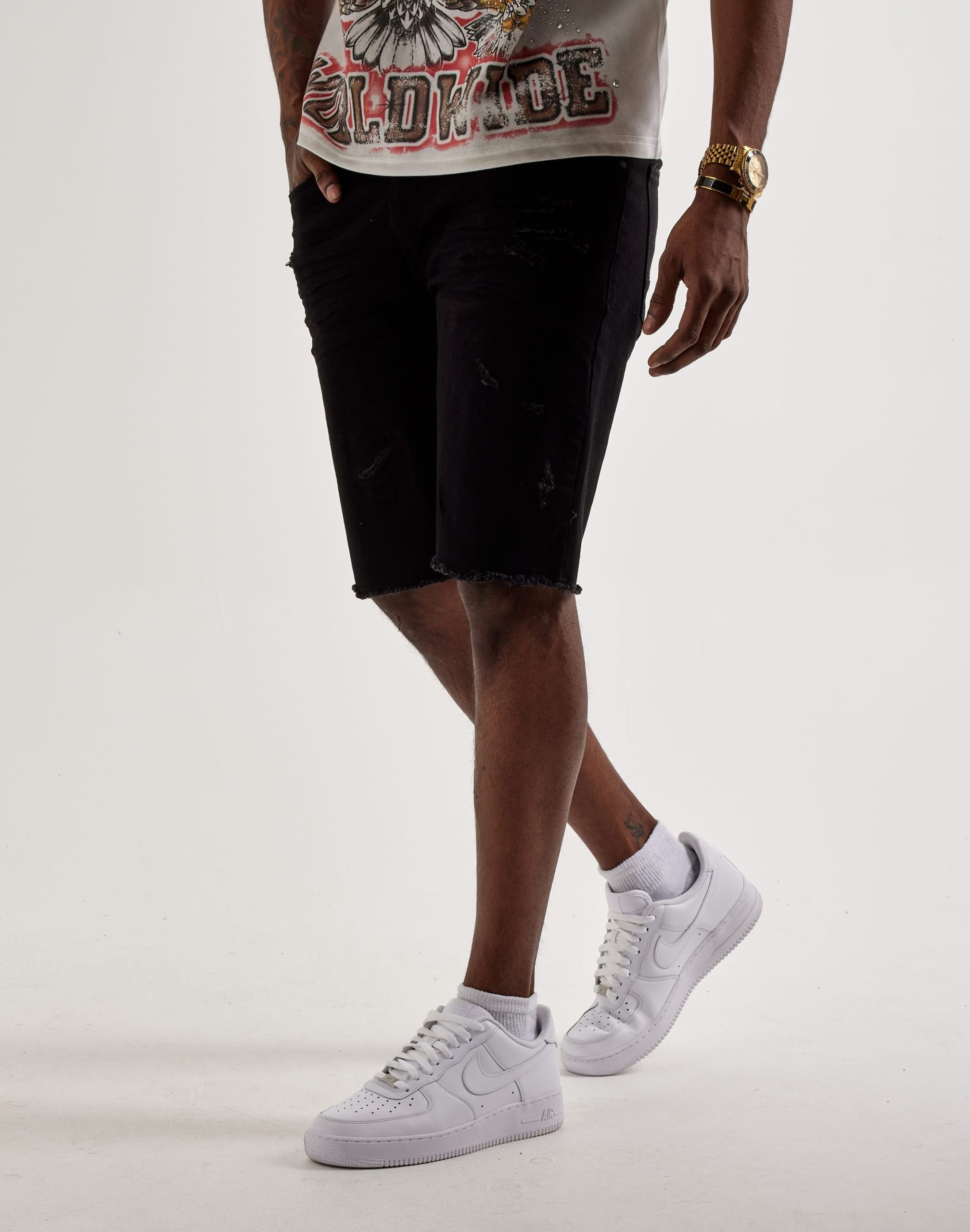 Smoke Rise Rip Off Denim Shorts - Image 2
