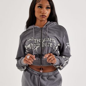 Smoke Rise Cropped Full-Zip Fleece Hoodie
