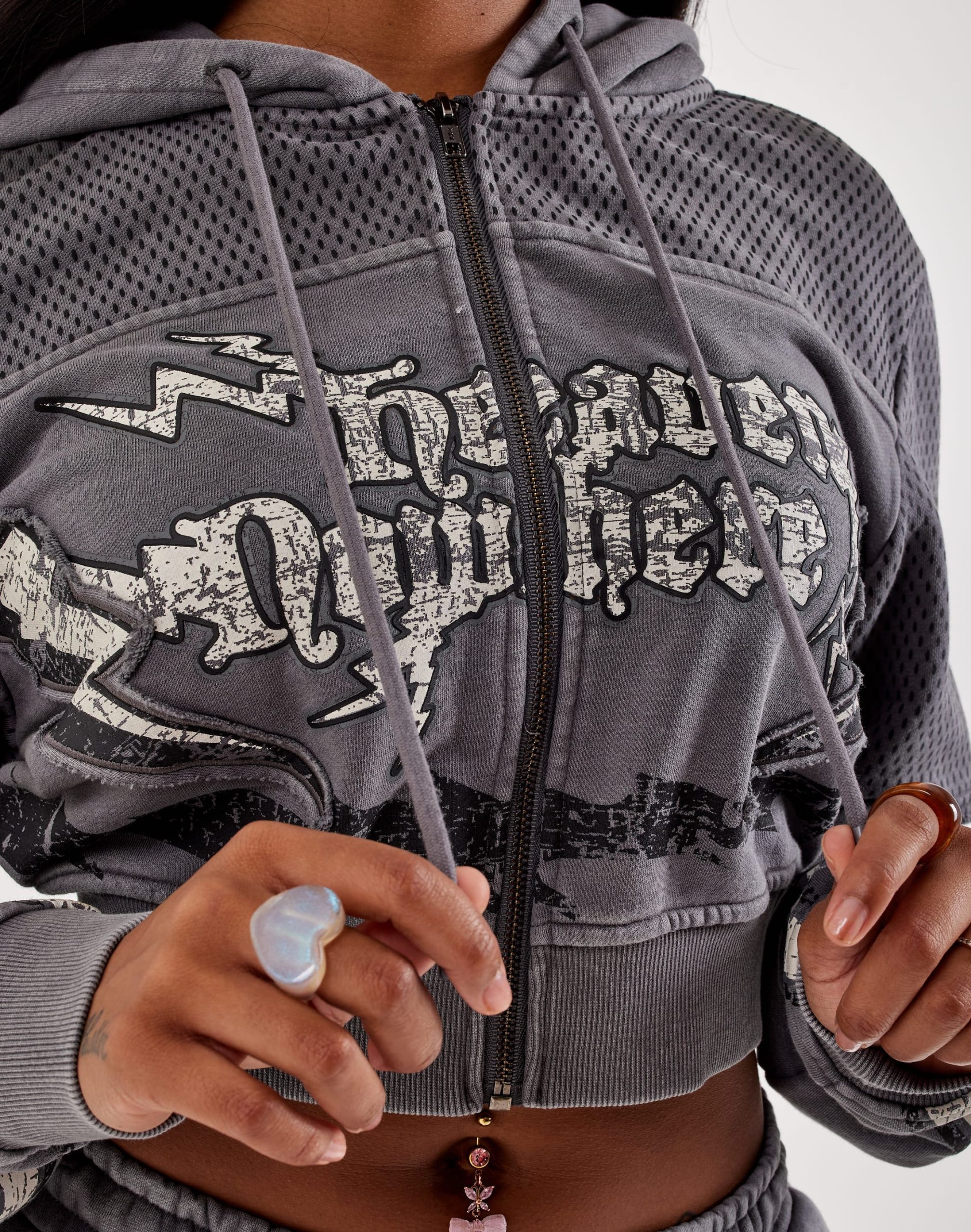 Smoke Rise Cropped Full-Zip Fleece Hoodie - Image 2
