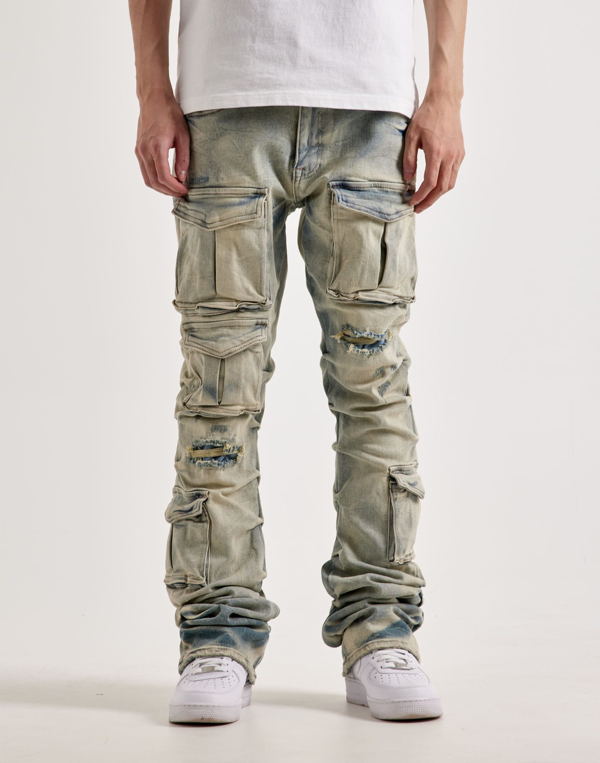 Smoke Rise Utility Pocket Stacked Flare Denim Jeans - Image 2