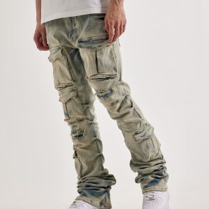 Smoke Rise Utility Pocket Stacked Flare Denim Jeans
