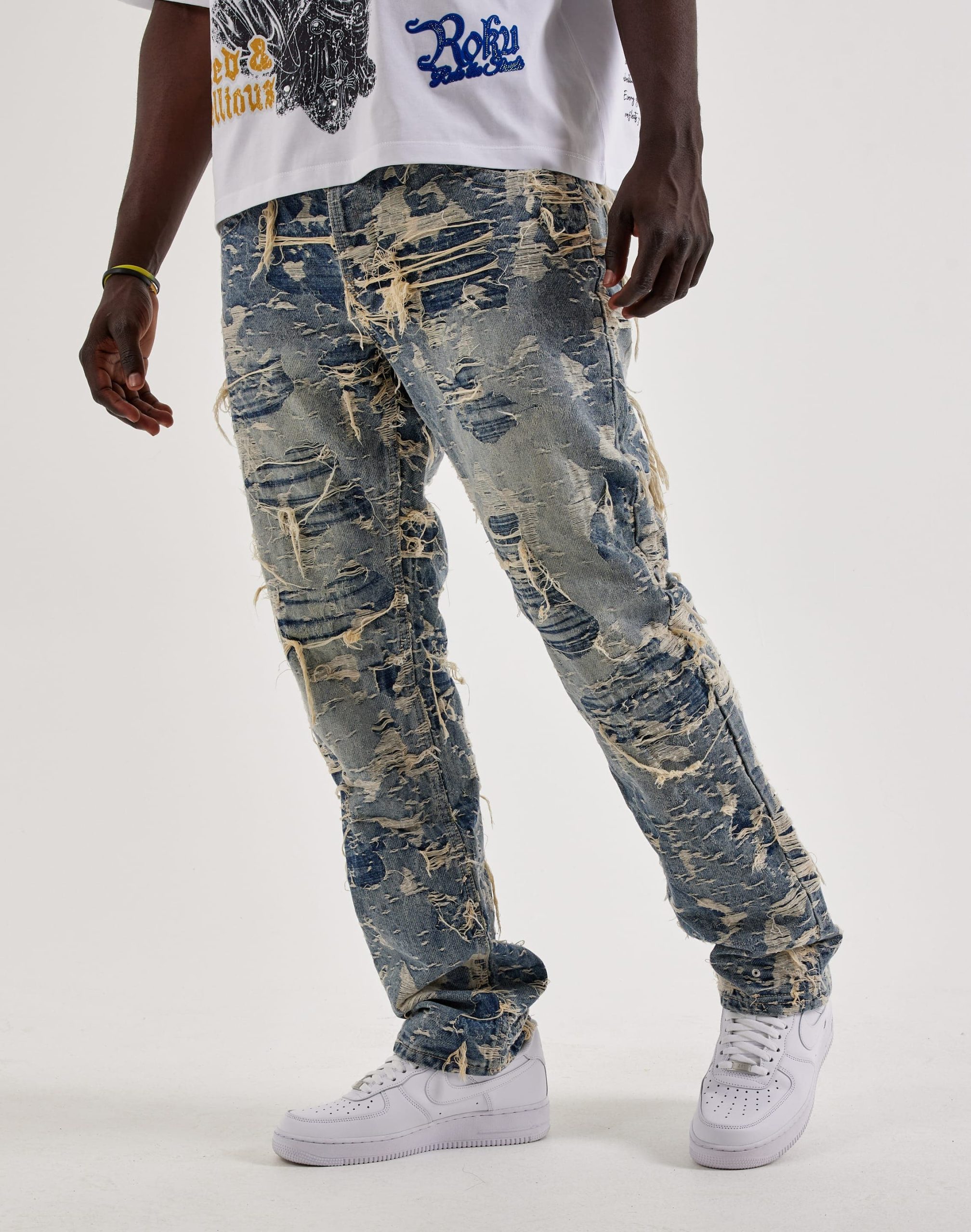 Smuggler's Moon Distressed Straight Denim Jeans - Image 2