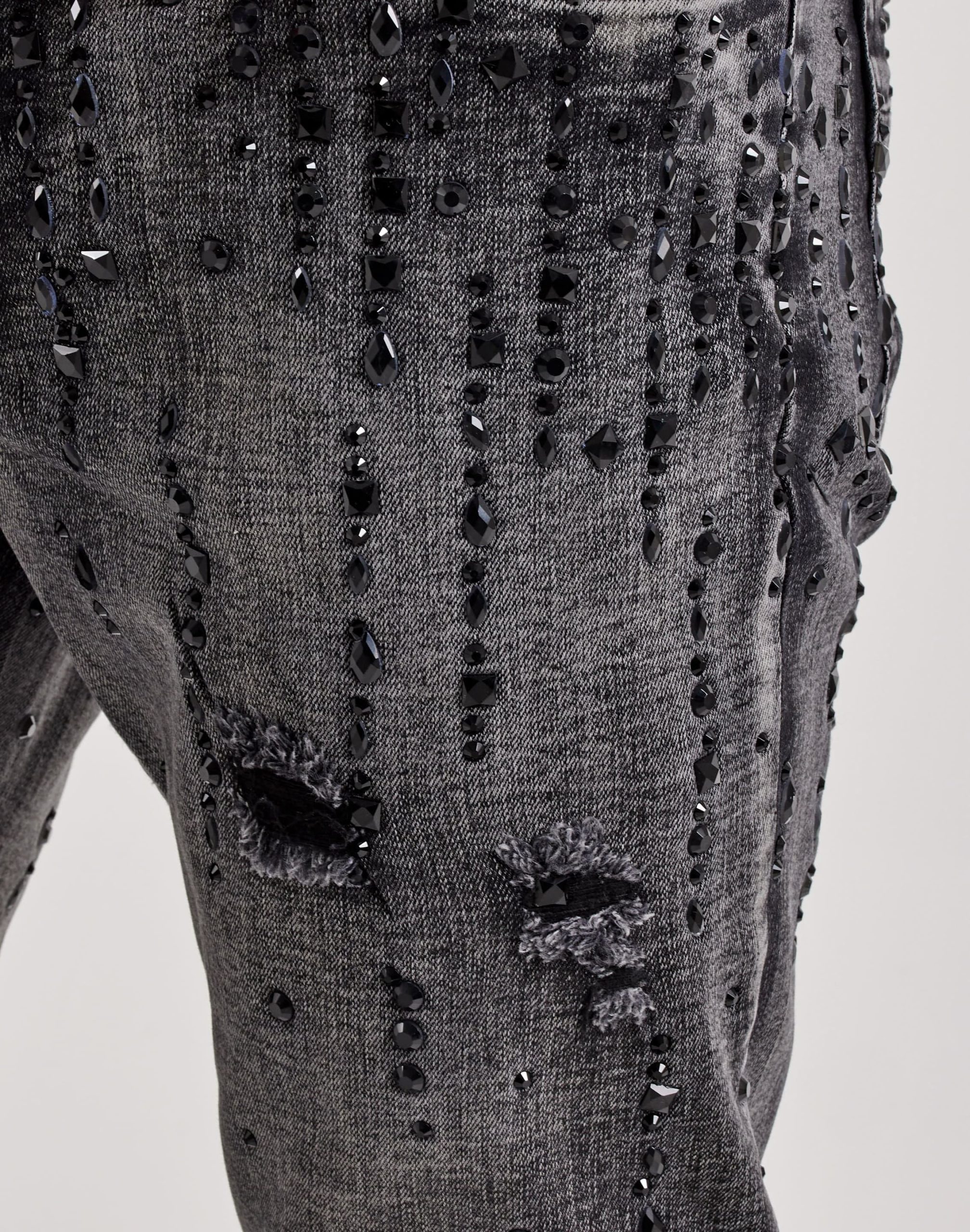Smuggler's Moon Rhinestone Slim Distressed Denim Jeans - Image 3