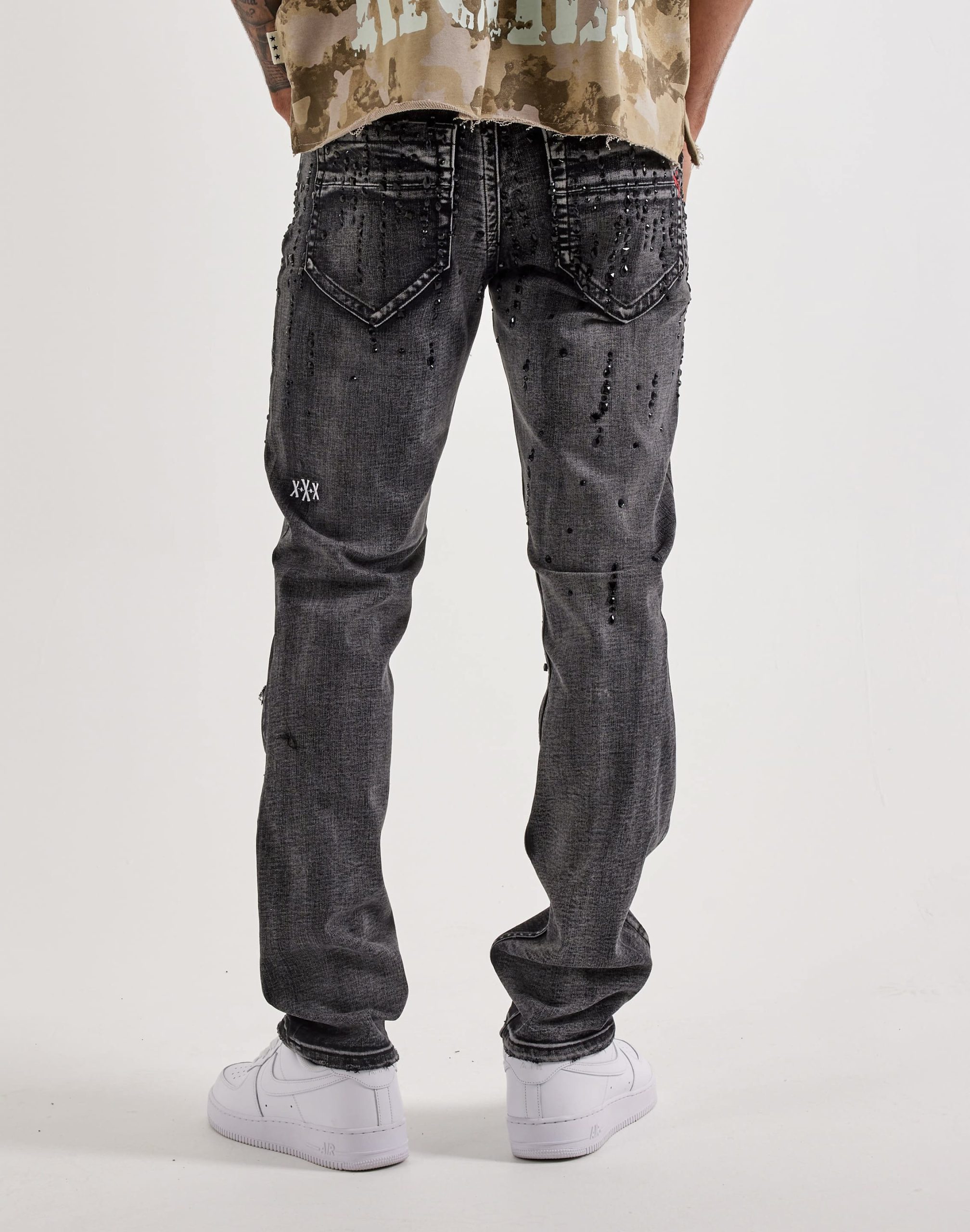 Smuggler's Moon Rhinestone Slim Distressed Denim Jeans - Image 4