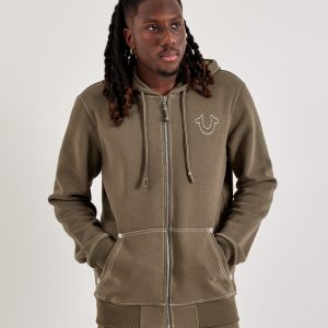 True Religion Big-T Full-Zip Fleece Hoodie