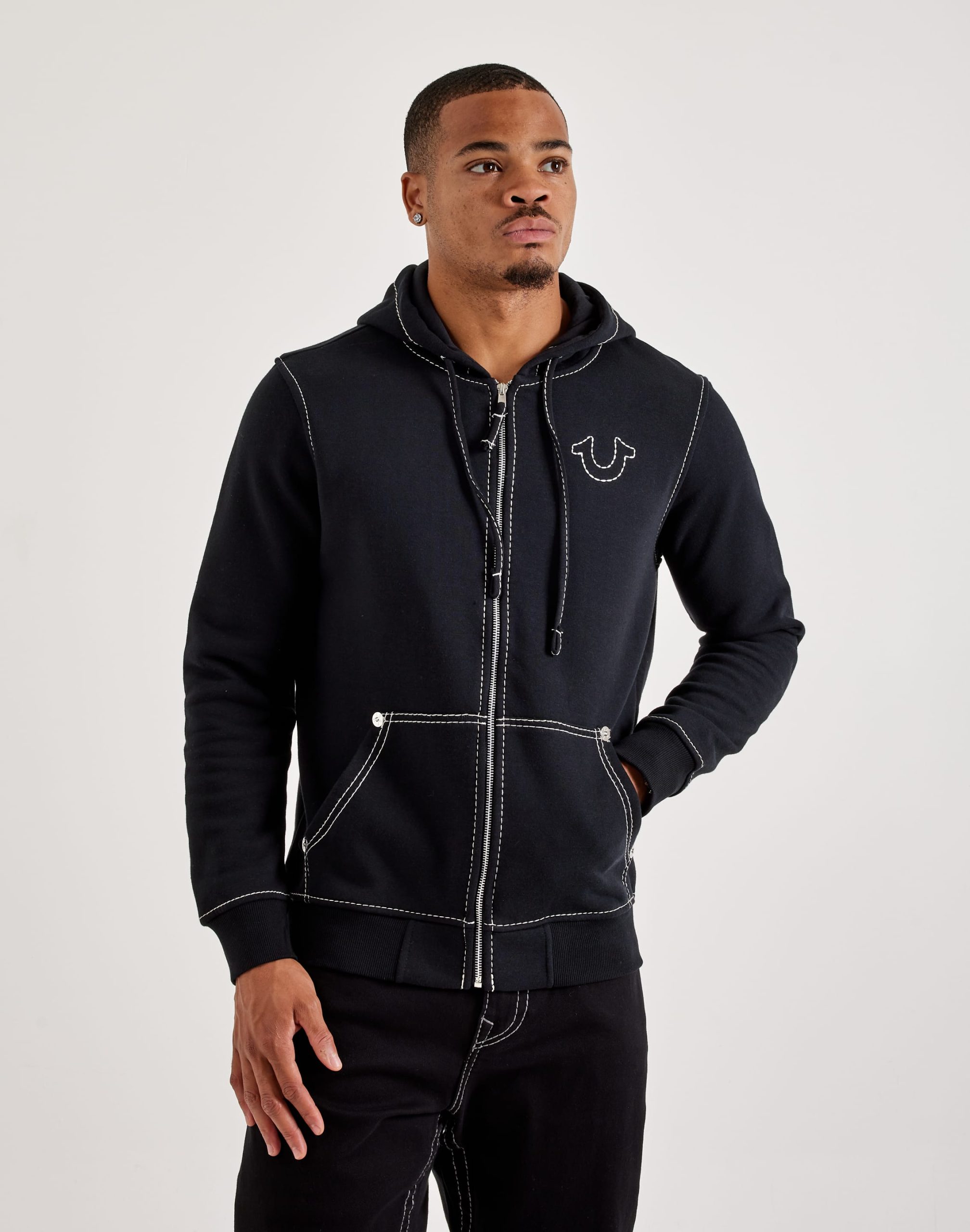 True Religion Big T Full-Zip Fleece Hoodie