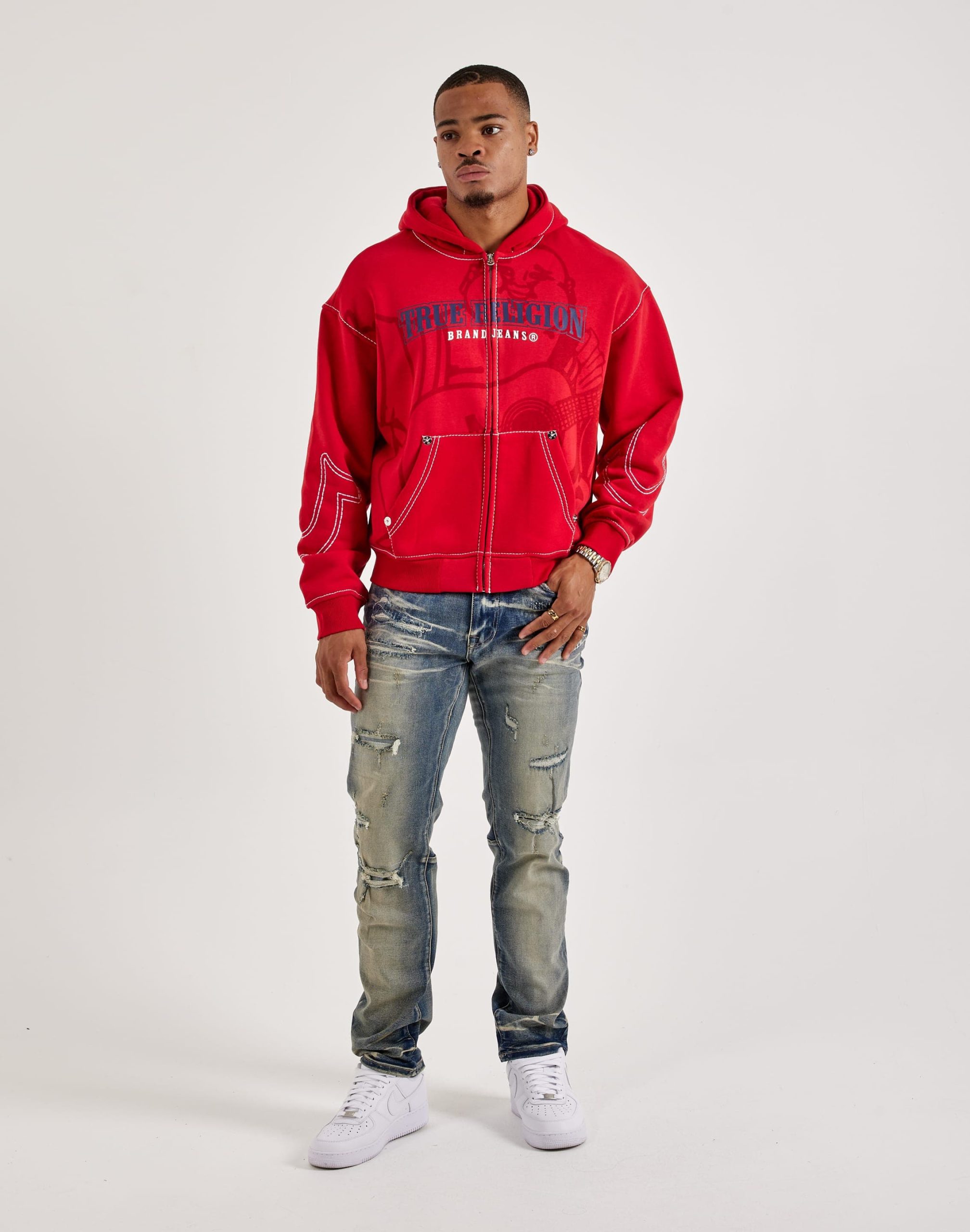 True Religion Anniversary Big-T Zip Fleece Hoodie - Image 4