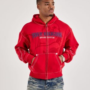 True Religion Anniversary Big-T Zip Fleece Hoodie