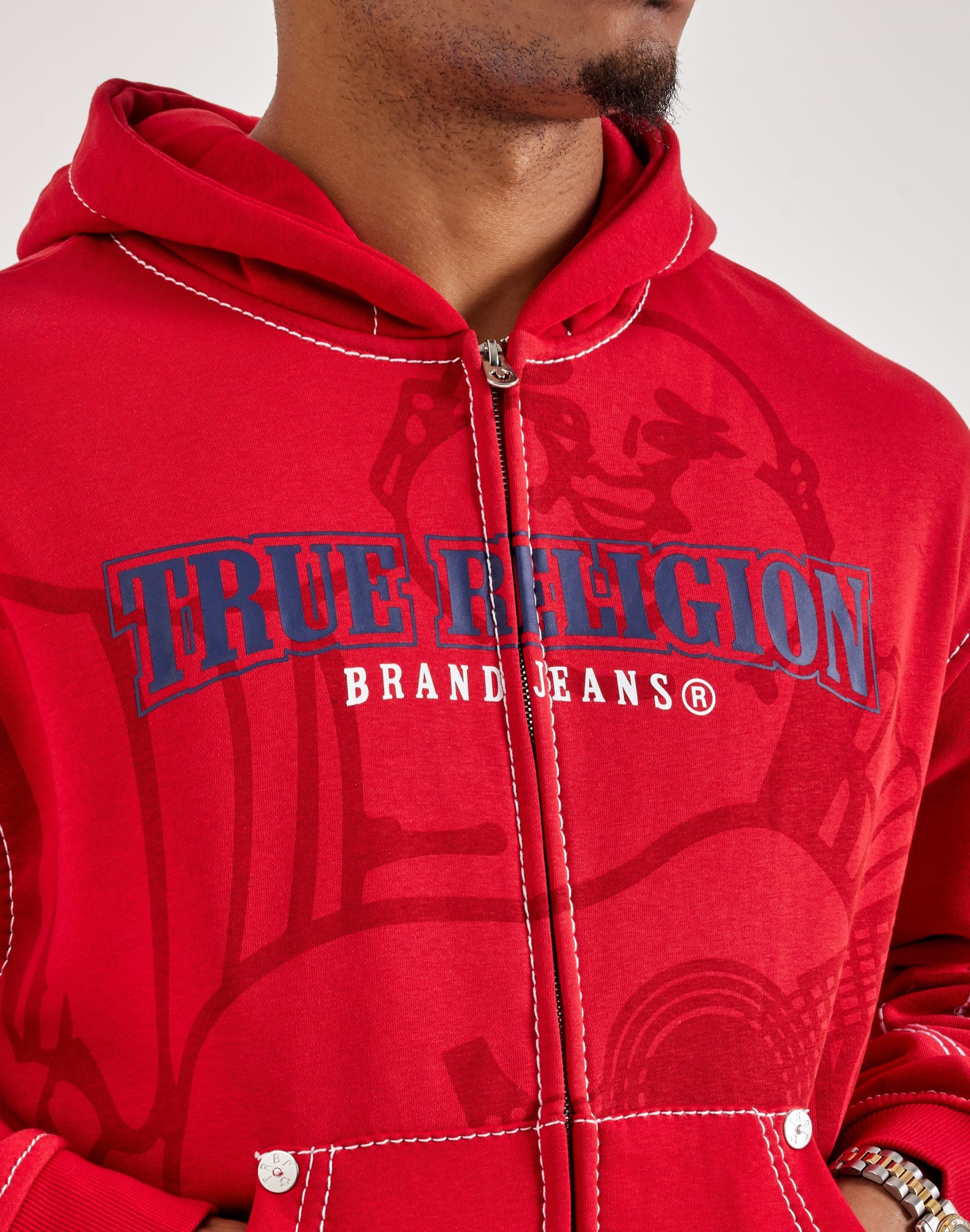 True Religion Anniversary Big-T Zip Fleece Hoodie - Image 2