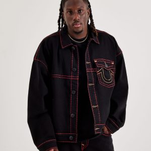 True Religion Super T Boxy Cropped Denim Jacket