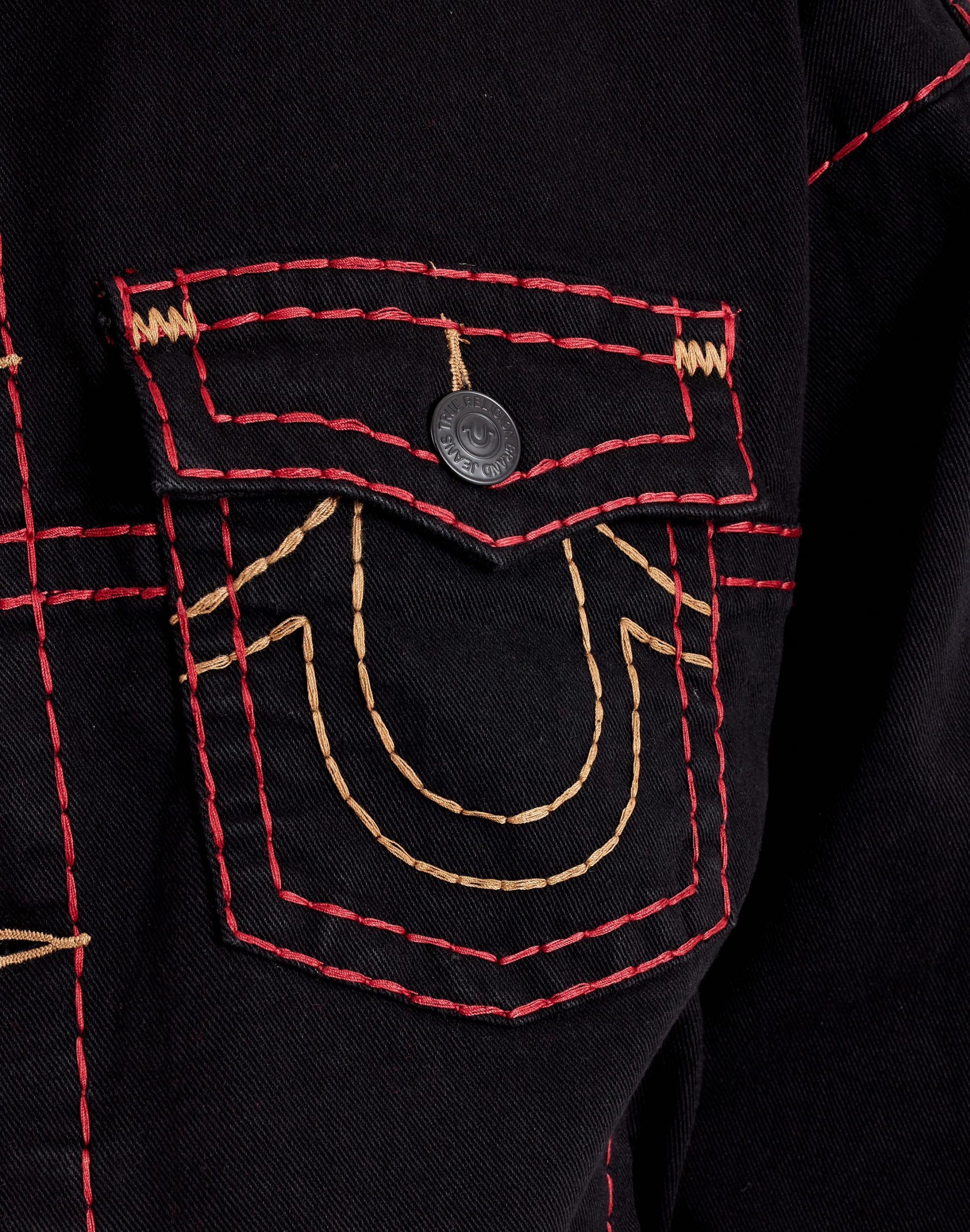 True Religion Super T Boxy Cropped Denim Jacket - Image 3