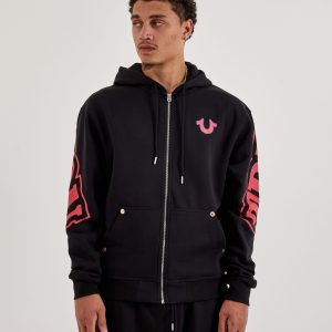 True Religion Arch Logo Full-Zip Fleece Hoodie