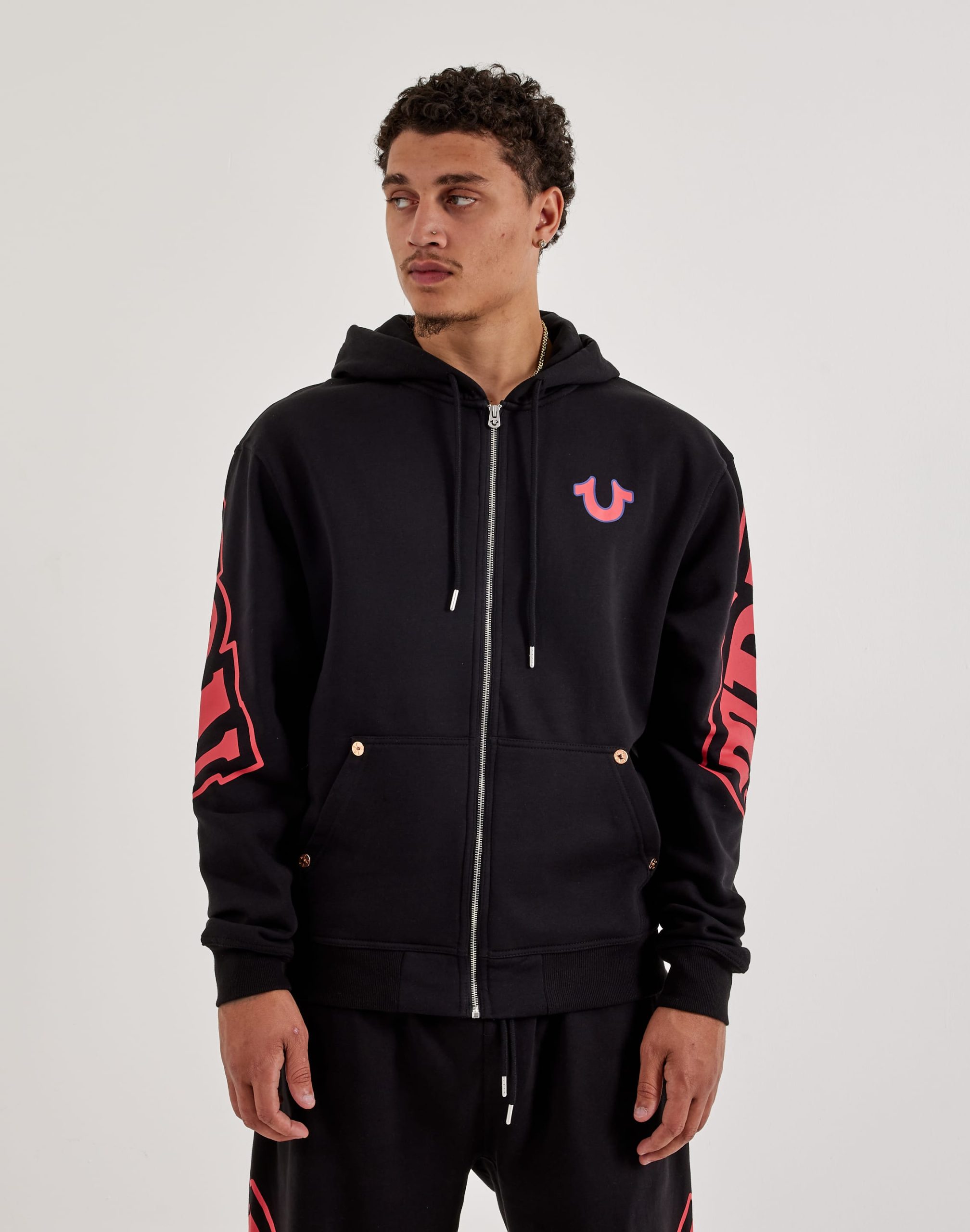 True Religion Arch Logo Full-Zip Fleece Hoodie
