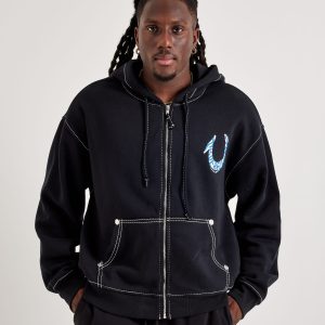 True Religion Horseshoe Paint Big-T Zip Fleece Hoodie