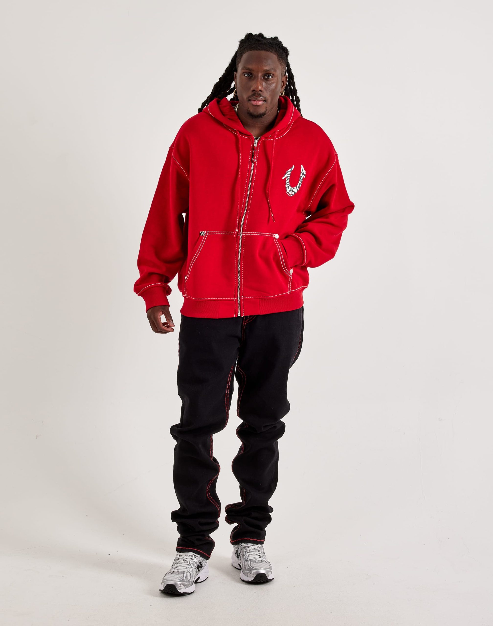 True Religion Horseshoe Paint Big-T Zip Fleece Hoodie - Image 4
