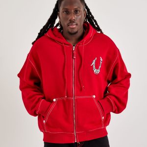 True Religion Horseshoe Paint Big-T Zip Fleece Hoodie