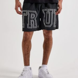 True Religion Block Logo Nylon Shorts