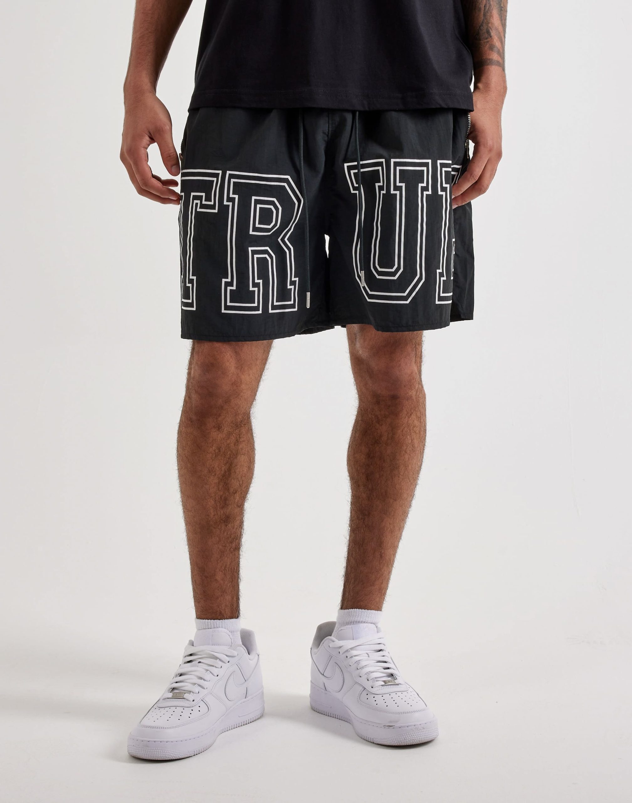 True Religion Block Logo Nylon Shorts