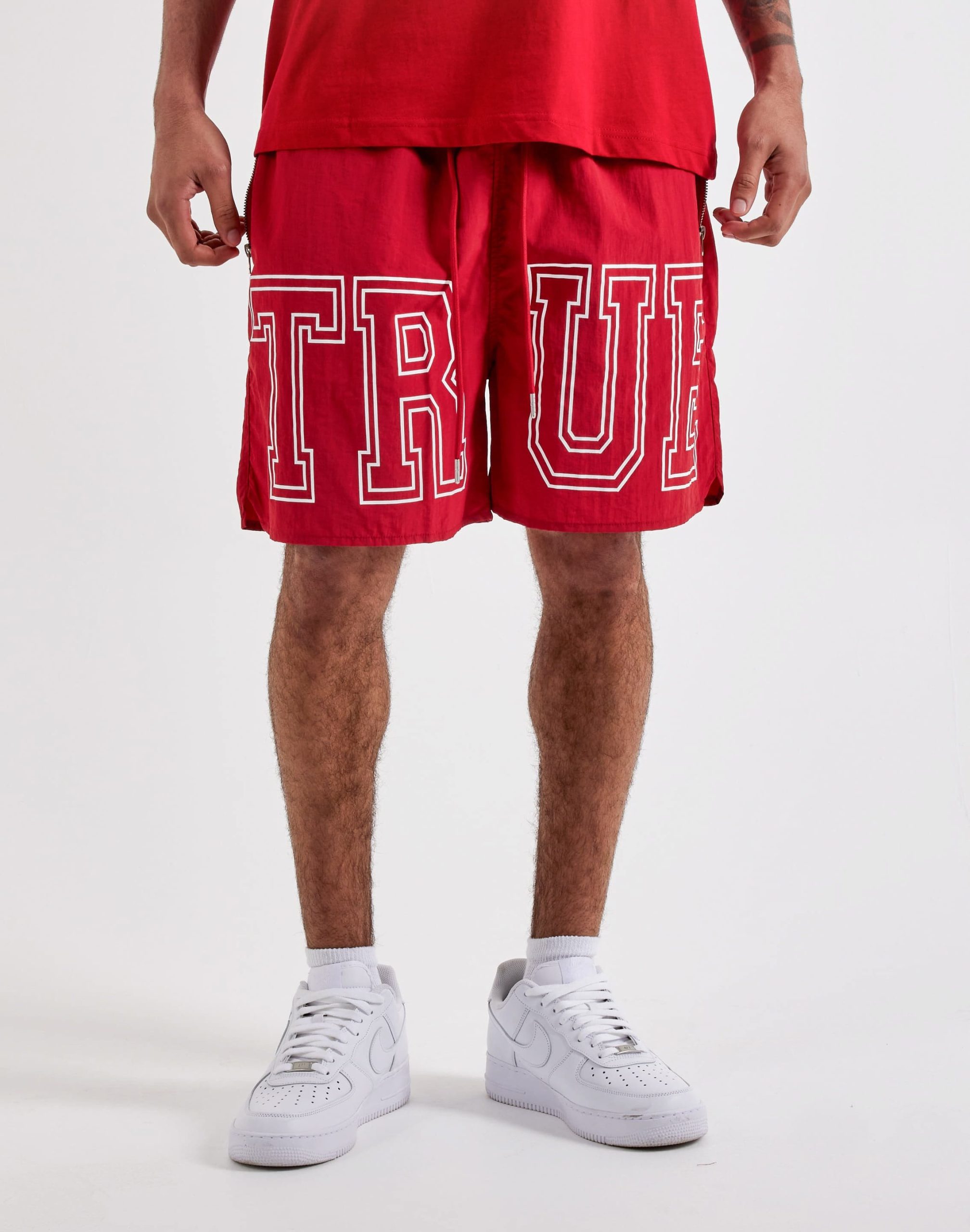 True Religion Block Logo Nylon Shorts